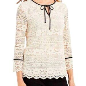 Talbots Womens Size Large Cream Lace Boho Blouse Lined Elegant Classy, Chic